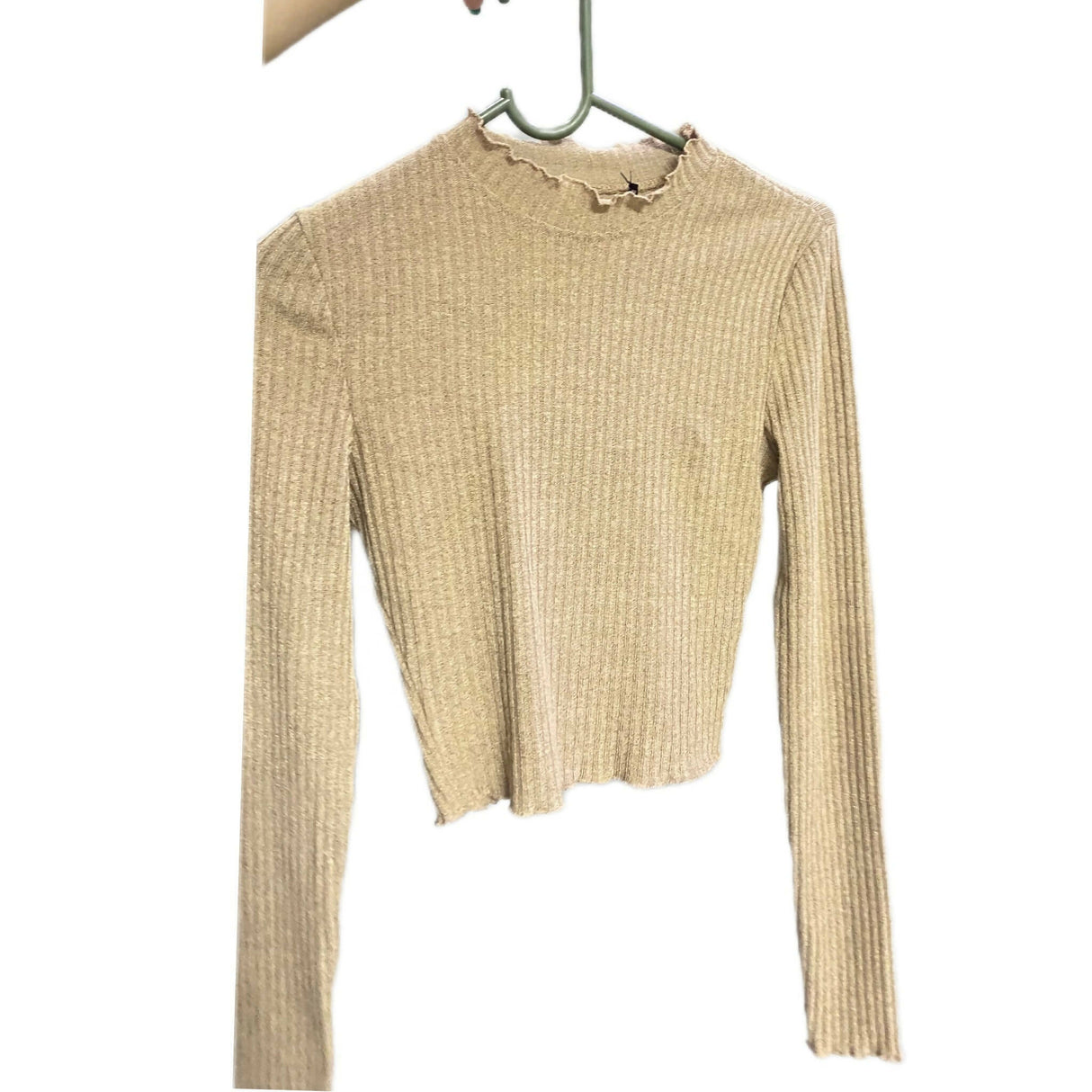 Shein | Camel Ribbed Semi-Sheer Crop Top | Women Tops & Shirts | X-Small | New