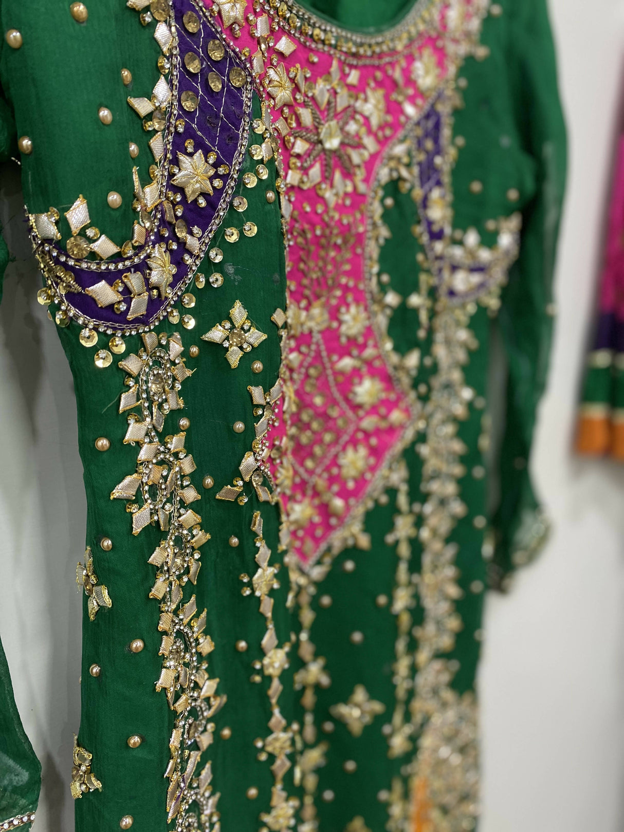 Green 3 PC Gota Suit | Women Locally Made Formals | Medium | Worn Once