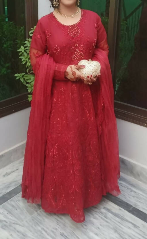 Organza Embroidered Maxi | Women Frocks & Maxis | Medium | Worn Once