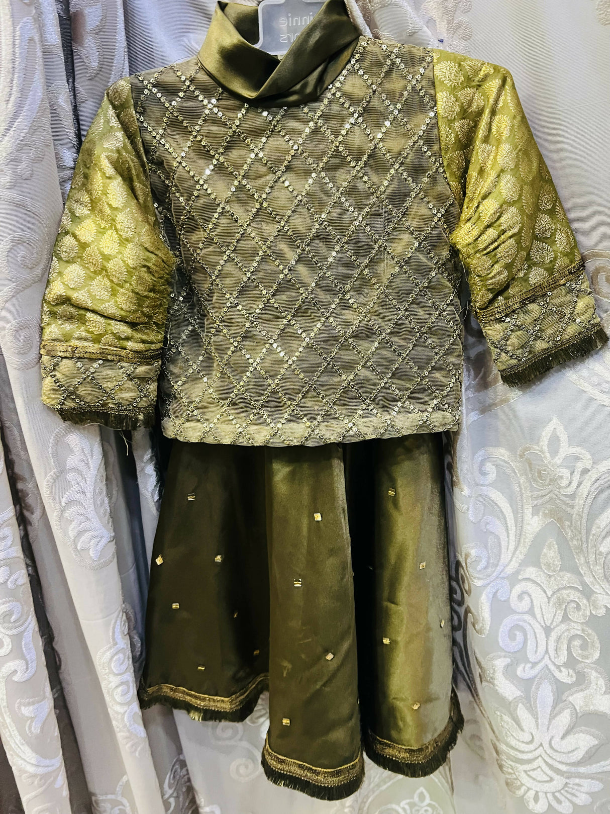 SOHA | Golden Lehnga | Kids |Girls Shalwar Kameez | 2 to 4 Yrs | Worn Once