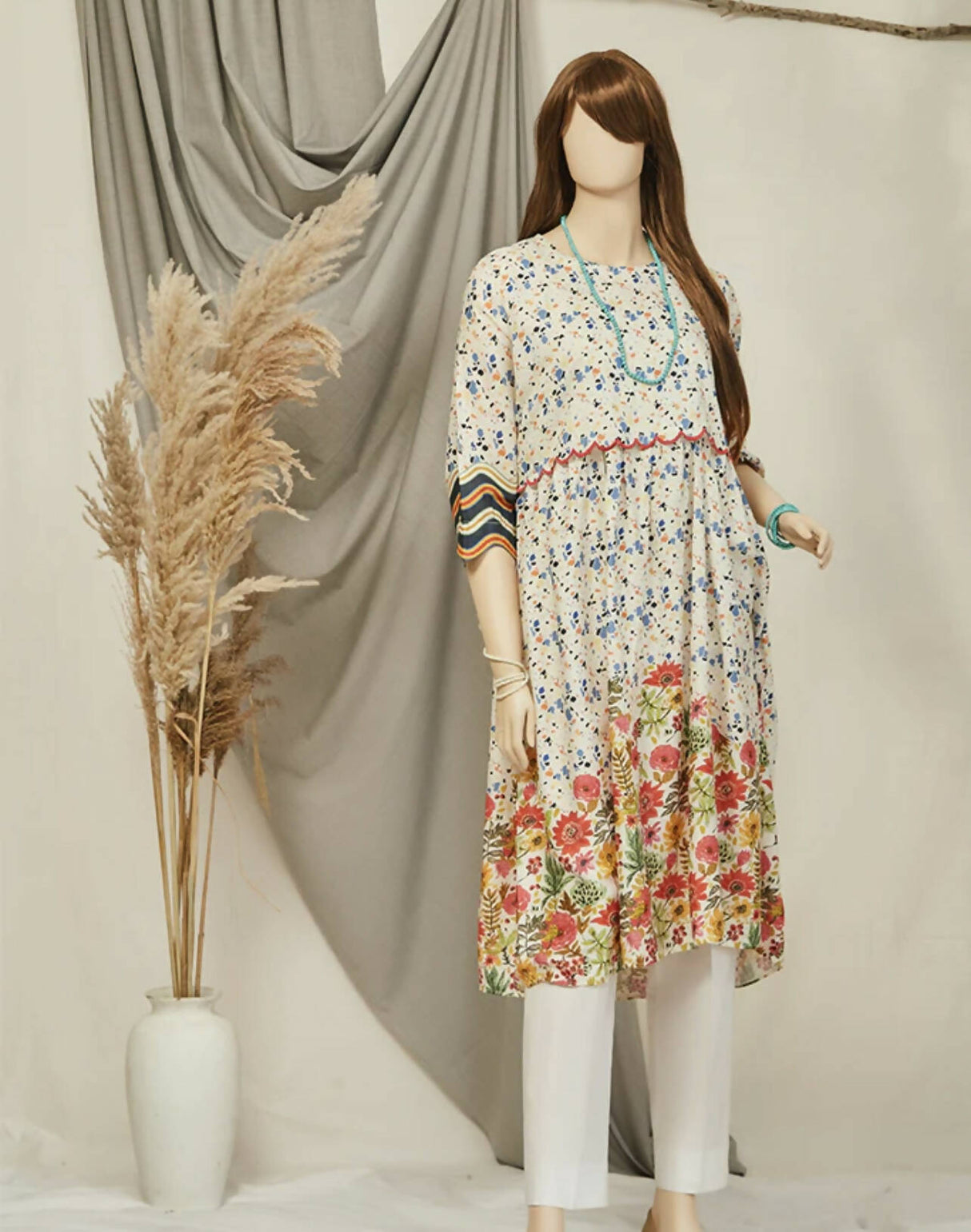 Saya | White Lawn Frock | Women Frocks & Maxis | Small | Worn Once