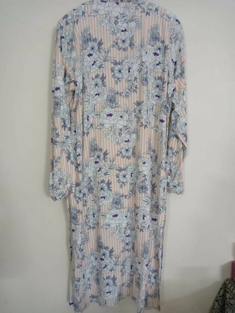 Pastel Floral Frock | Peach and Grey Frock | Women Frocks & Maxis | Medium |New