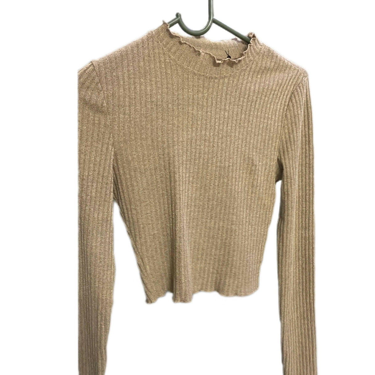 Shein | Camel Ribbed Semi-Sheer Crop Top | Women Tops & Shirts | X-Small | New