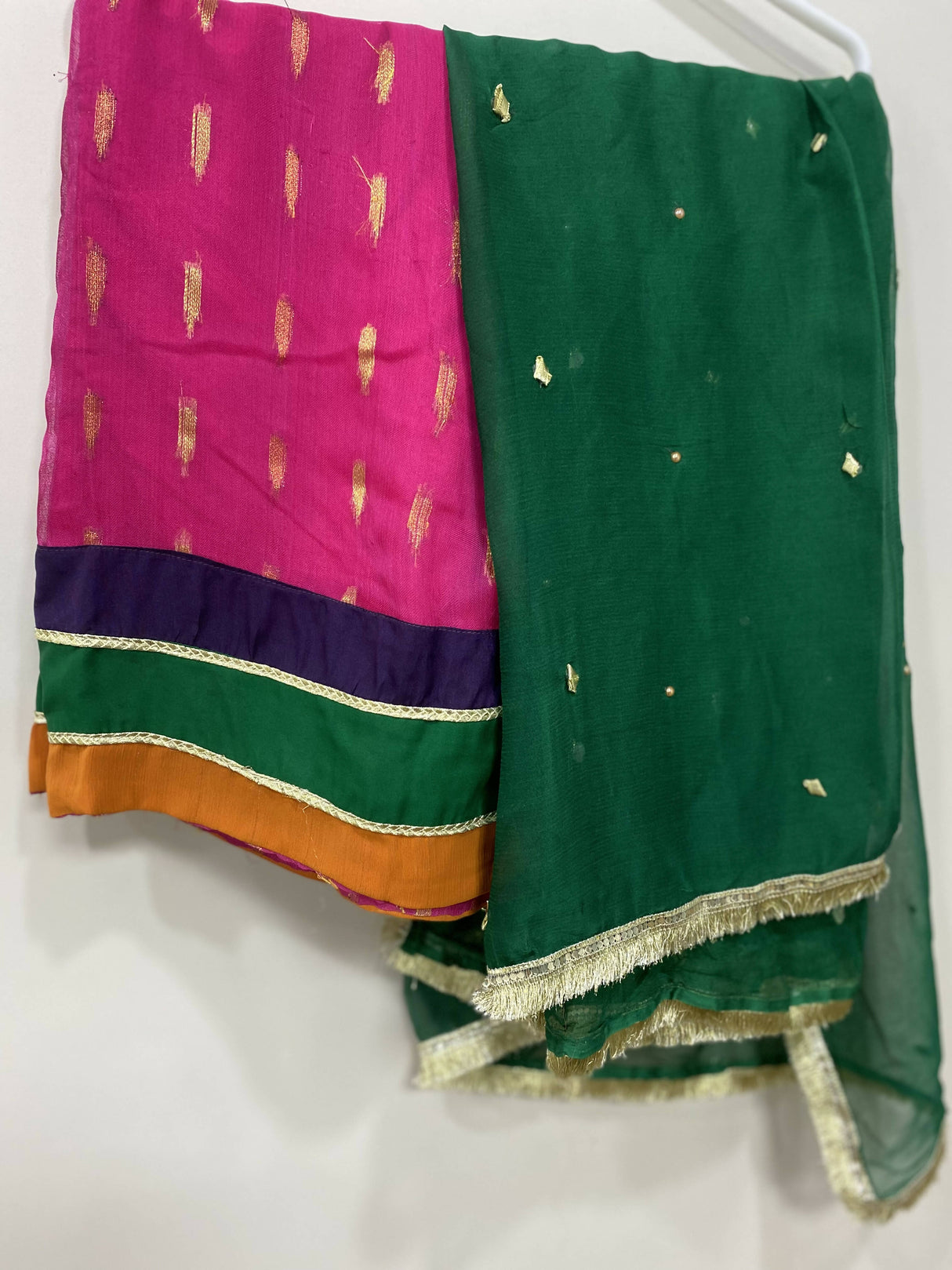 Green 3 PC Gota Suit | Women Locally Made Formals | Medium | Worn Once