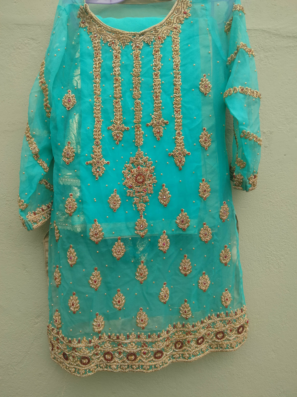 Ferozi green formal Suit | Women Locally Made Formals | Medium | New
