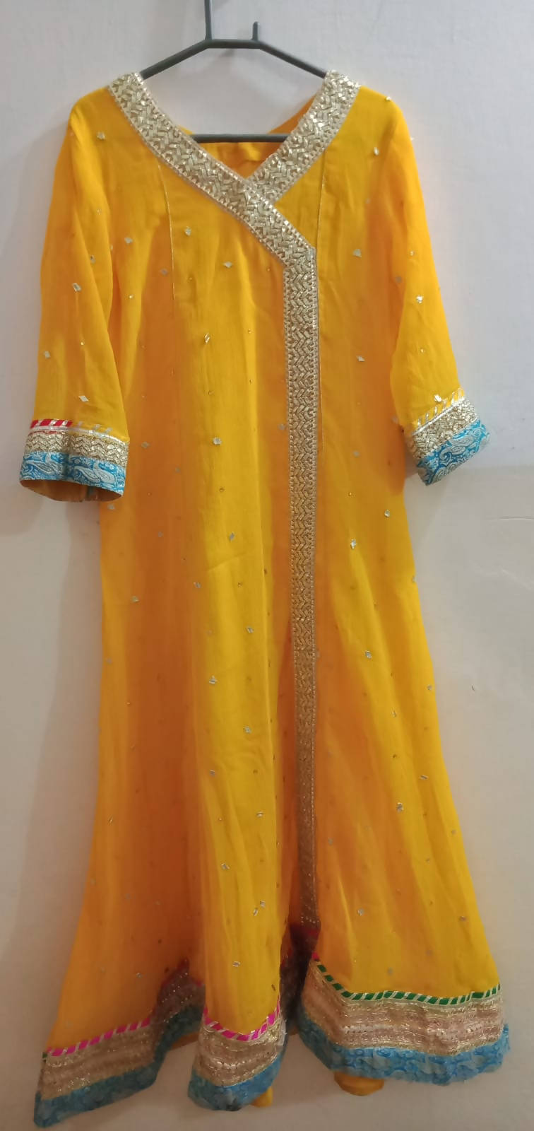 Yellow Chifon gotta angrakha Frok | Women Froks & Maxis | Medium | New