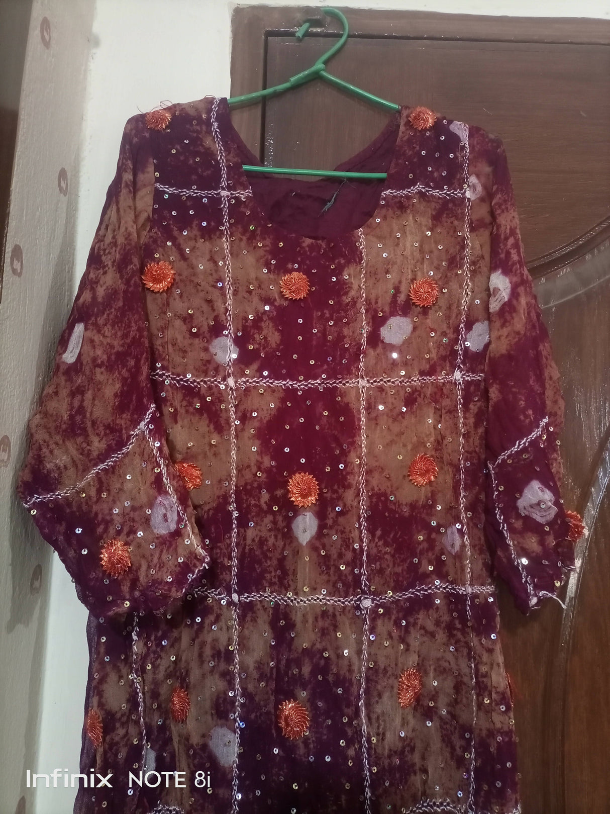 Three Piece Chunri Chiffon Suit | Women Locally Made Formals | Medium | Worn Once
