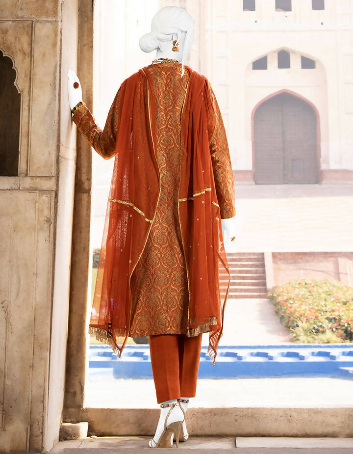 جے | آرام دہ اور پرسکون لباس 3pc سلی ہوئی (سائز: L ) | خواتین کا برانڈڈ کرتہ | ایک بار پہنا۔