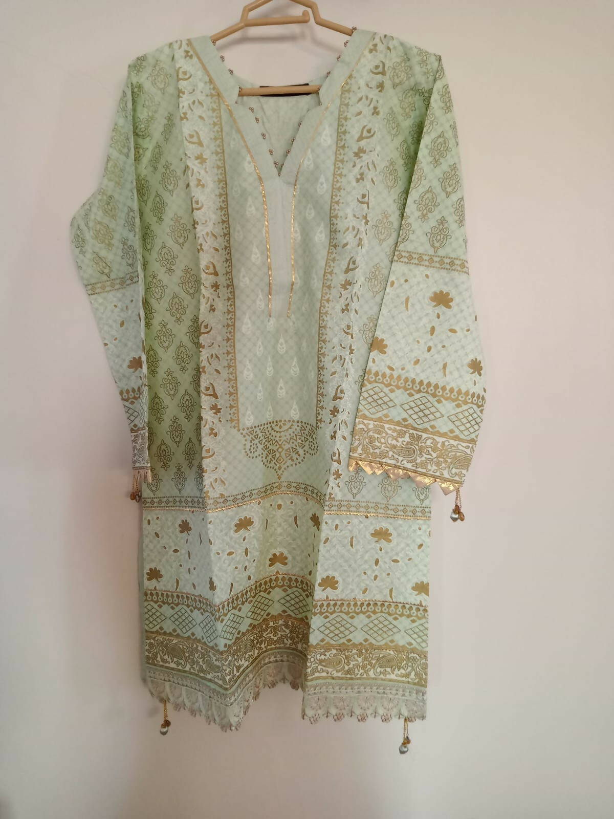 Tawakkal | Mint Green Blockprint Kurta | Women Branded Kurta | Small | New