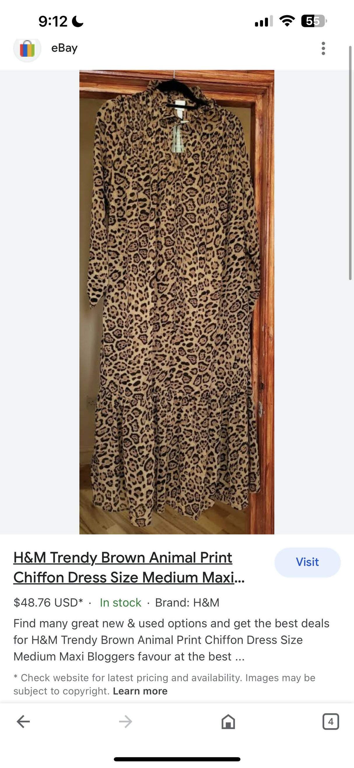 H & M | Animal Print Linen Dress | Women Frocks & Maxis | Small | New