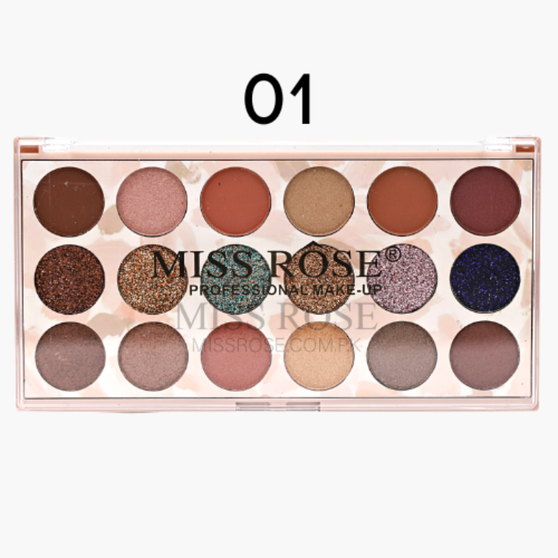 Buy Miss Rose 12 color eyeshadow and 6 color glitter palette (12+6) in Pakistan