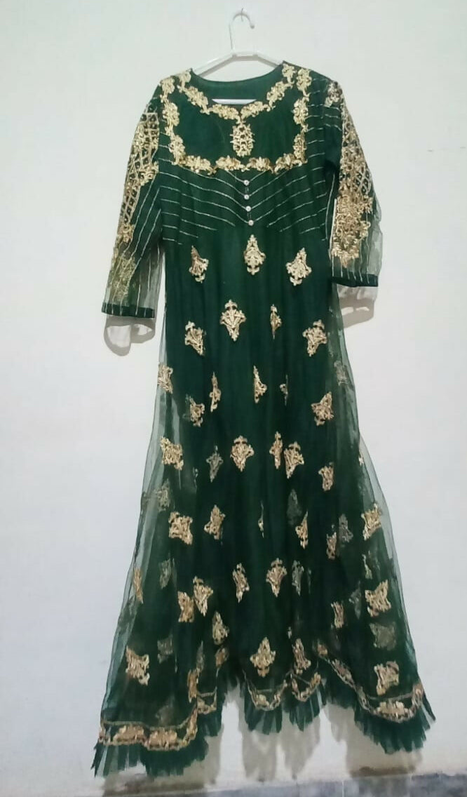 Net Embroidered Maxi | Women Frocks & Maxis | Green | Medium | Worn Once