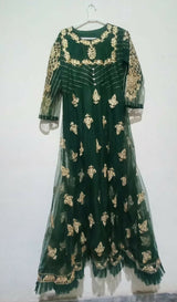 Net Embroidered Maxi | Women Frocks & Maxis | Green | Medium | Worn Once