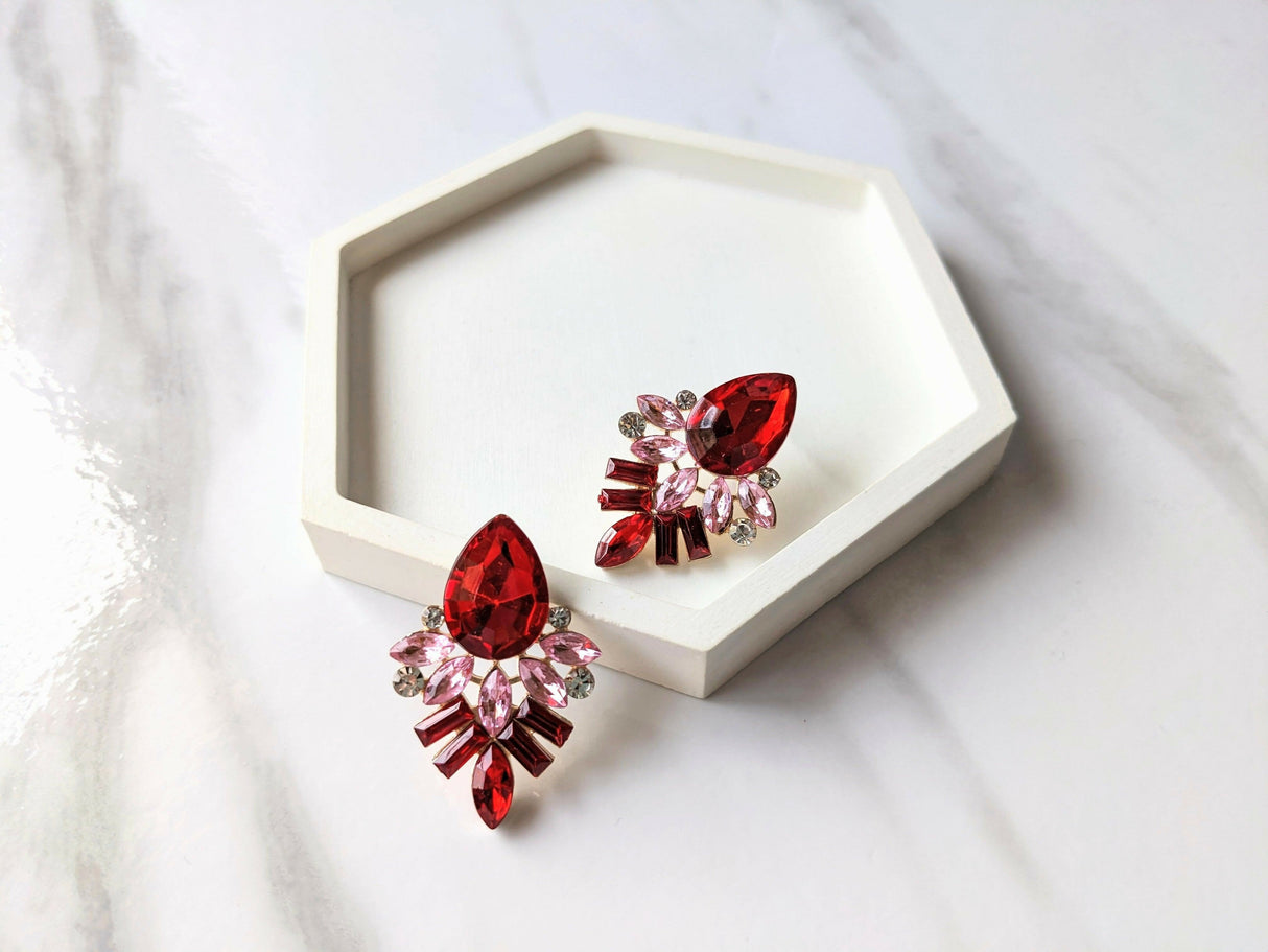 Red Rhinestone Crystal Earrings | Women Jewerly | Earrings | Brand New