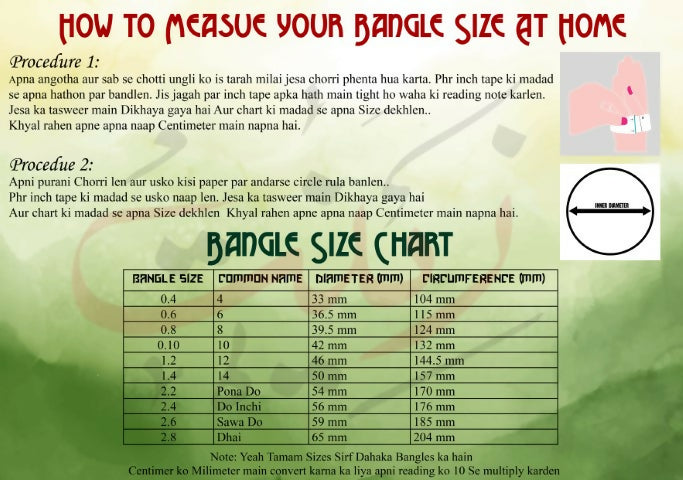 Bangle Size Chart Zenat