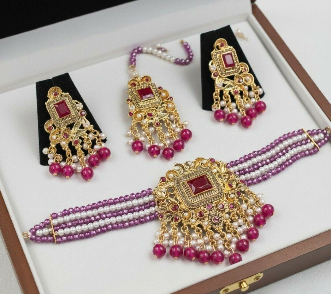 Rectangle Pearl Drop Choker Set-00265 | Women Jewelry | Wedding Jewelry & Sets | Brand New