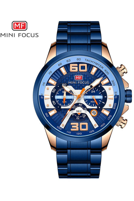 Buy Mini Focus  Blue Stainless Steel Blue Dial Quartz Watch for Gents- MF0336G-02 in Pakistan