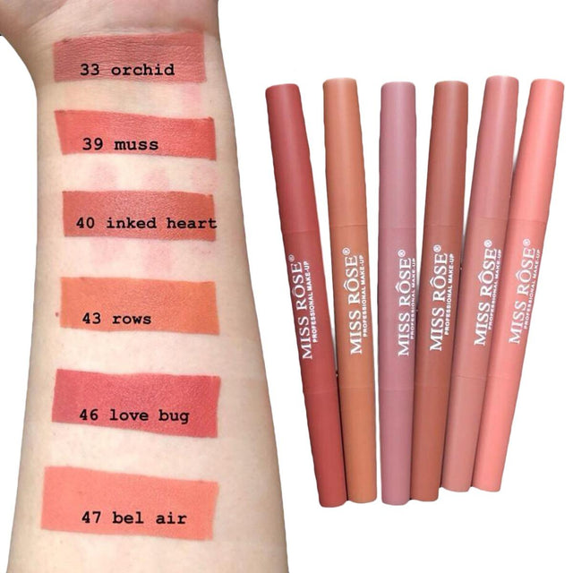 Buy Miss rose 2 In 1 Lip Liner + Lipstick Pack Of 6 Nude in Pakistan