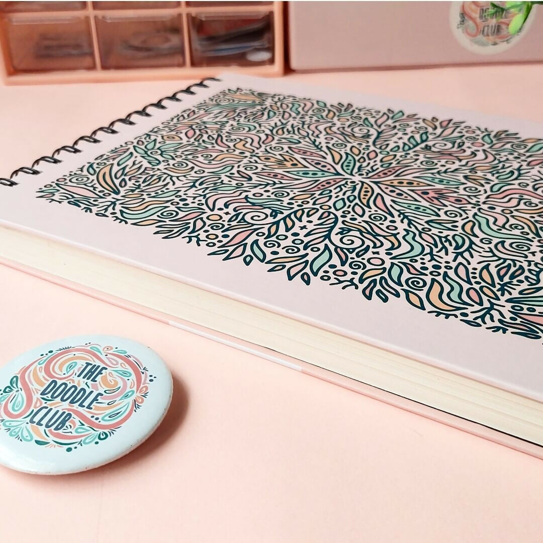 Leaves Doodle Pastel Pink Sketchbook | For Your Home | Books | New