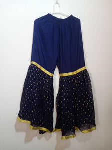 Navy Blue Chiffon Gharara Suit | Women Locally Made Formals | X Large | Preloved