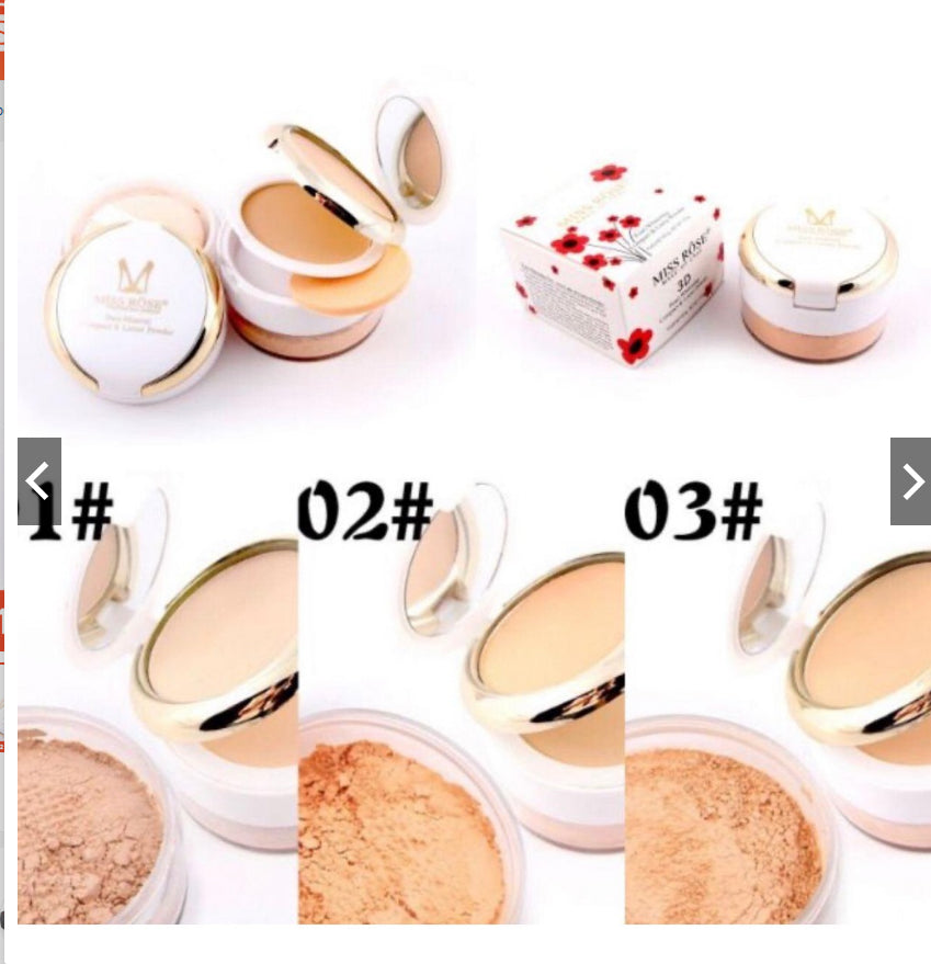 Buy Miss Rose Professional 3D Pearl Whitening Compact & Loose Powder 3 in 1 in Pakistan