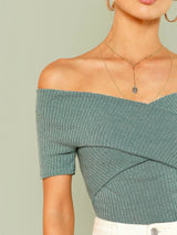 Buy SHEIN Unity Ribbed Off-the-Shoulder Crisscross Top in Pakistan