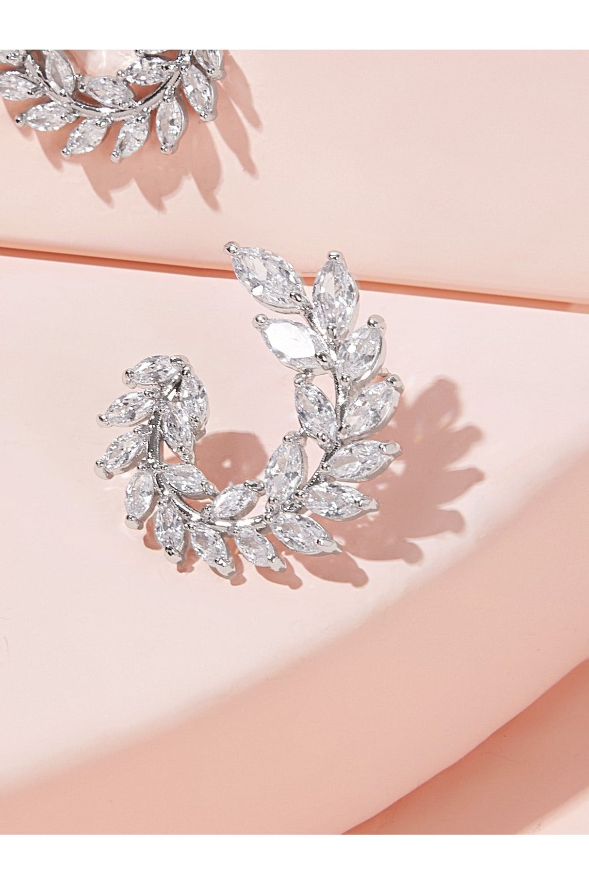 Buy Shein Rhinestone Leaf Hoop Earrings 1pair in Pakistan