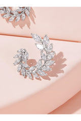 Buy Shein Rhinestone Leaf Hoop Earrings 1pair in Pakistan