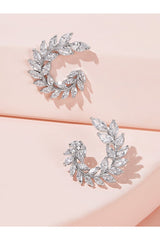 Buy Shein Rhinestone Leaf Hoop Earrings 1pair in Pakistan