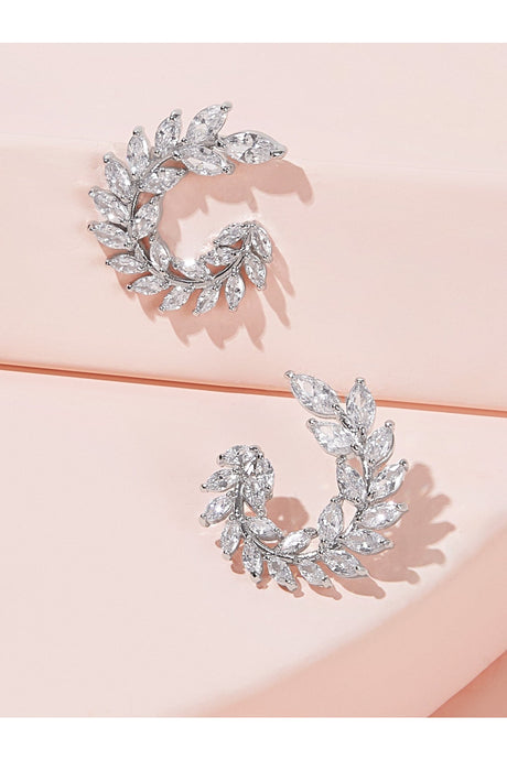 Buy Shein Rhinestone Leaf Hoop Earrings 1pair in Pakistan