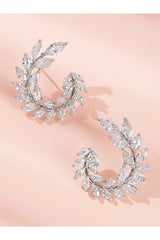 Buy Shein Rhinestone Leaf Hoop Earrings 1pair in Pakistan