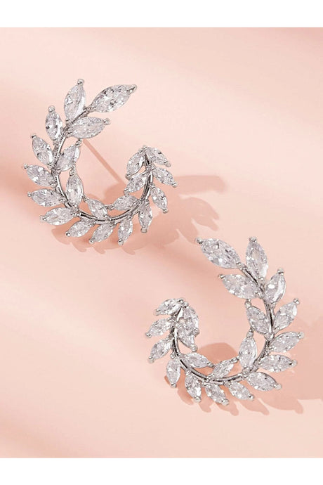 Buy Shein Rhinestone Leaf Hoop Earrings 1pair in Pakistan