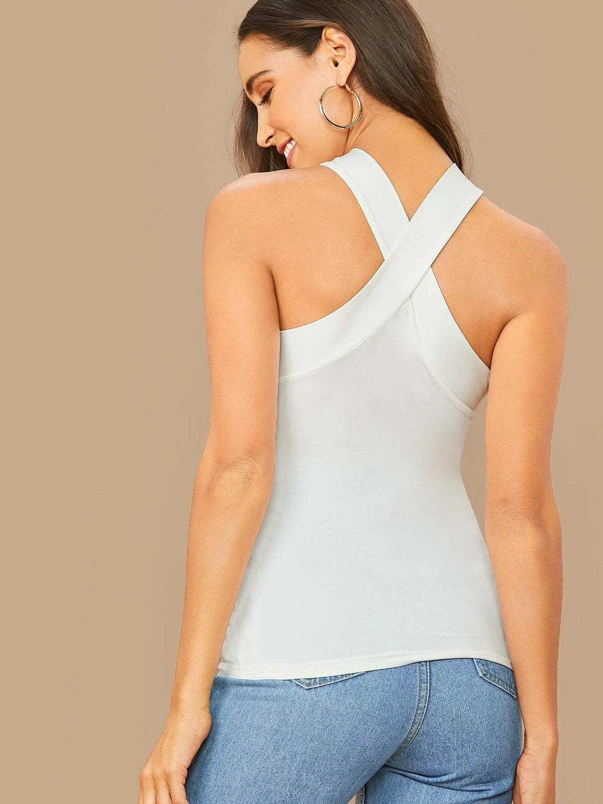 Buy SHEIN BAE Form-Fitting Crisscross Halter Top in Pakistan