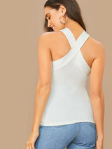Buy SHEIN BAE Form-Fitting Crisscross Halter Top in Pakistan