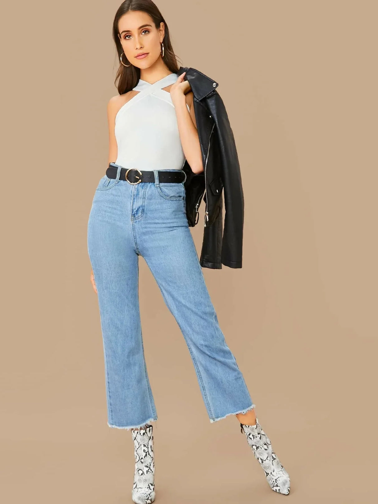 Buy SHEIN BAE Form-Fitting Crisscross Halter Top in Pakistan