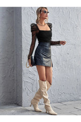 Buy Shein Leg of mutton Sleeve Ruched Bodysuit in Pakistan
