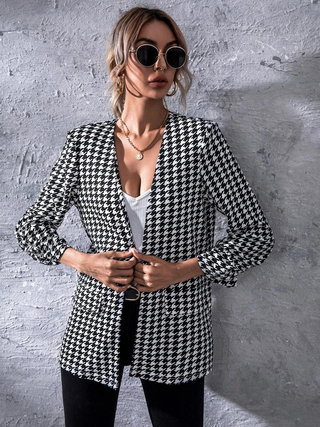 Buy SHEIN Unity Open Front Houndstooth Blazer in Pakistan