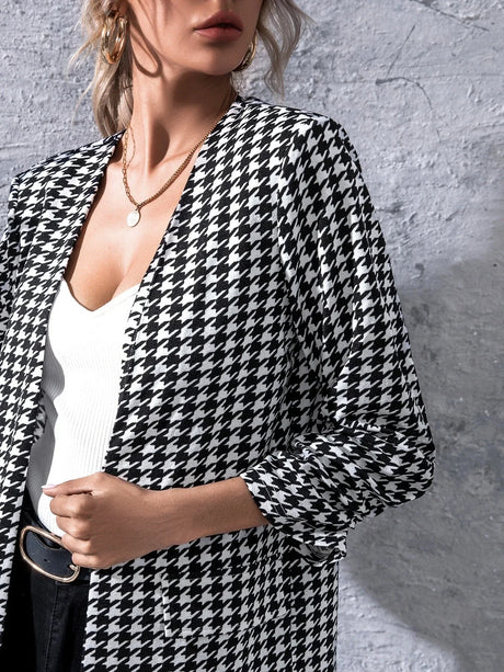 Buy SHEIN Unity Open Front Houndstooth Blazer in Pakistan