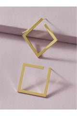 Buy Shein Metal Square Hoop Earrings - Gold in Pakistan