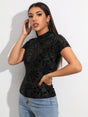 Buy SHEIN Flocked Floral Sheer Mesh Top Without Bra in Pakistan