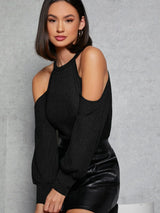 Buy SHEIN Unity Cold Shoulder Rib-knit Tee in Pakistan