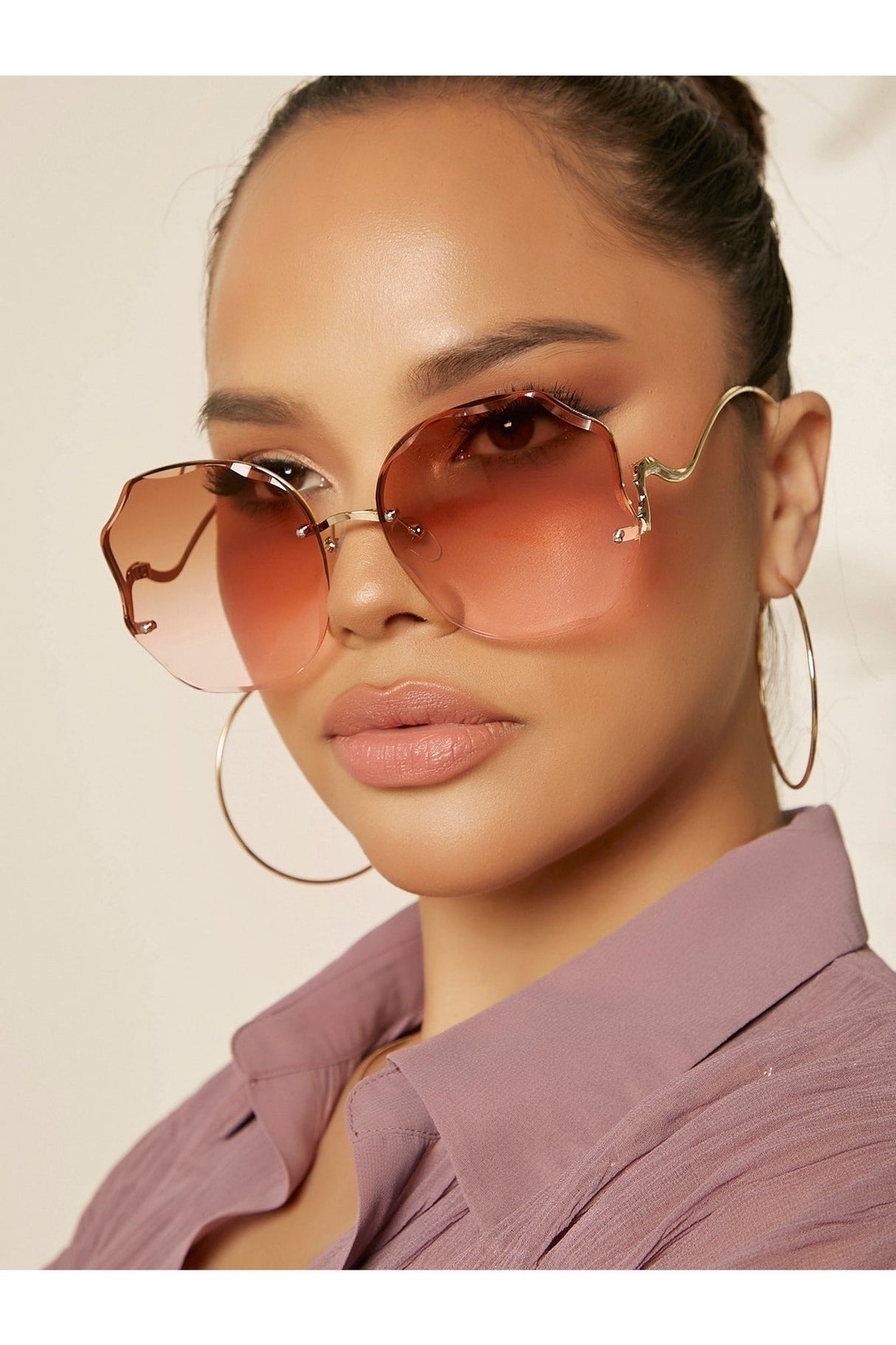 Buy Shein Ombre Lens Fashion Glasses - Watermelon Pink in Pakistan