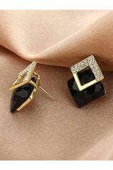 Buy Shein Rhinestone Detail Square Earrings - Black in Pakistan