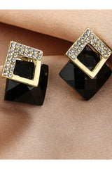 Buy Shein Rhinestone Detail Square Earrings - Black in Pakistan