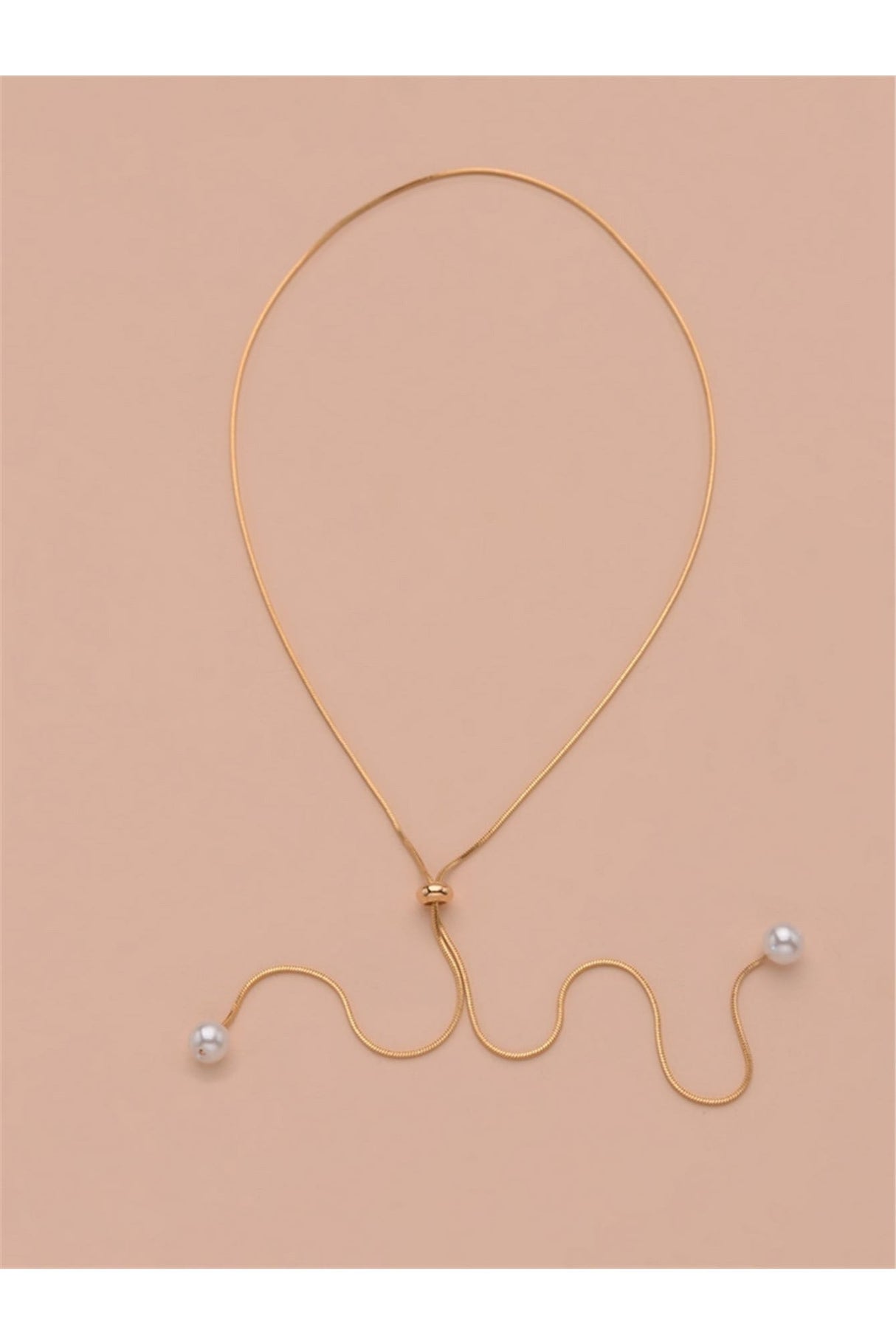 Buy Shein Faux Pearl Decor Y Lariat Necklace - Yellow Gold in Pakistan
