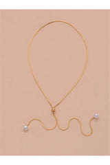 Buy Shein Faux Pearl Decor Y Lariat Necklace - Yellow Gold in Pakistan