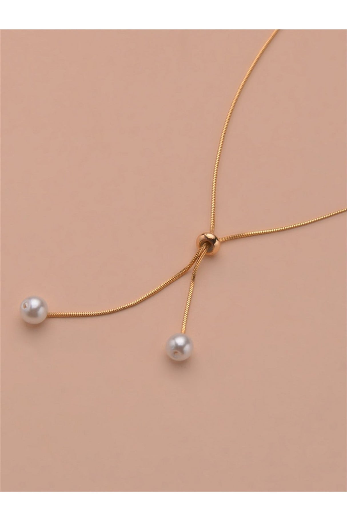 Buy Shein Faux Pearl Decor Y Lariat Necklace - Yellow Gold in Pakistan
