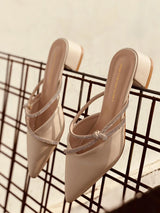 Buy Shein Rhinestone Decor Point Toe Chunky Heeled Mules in Pakistan