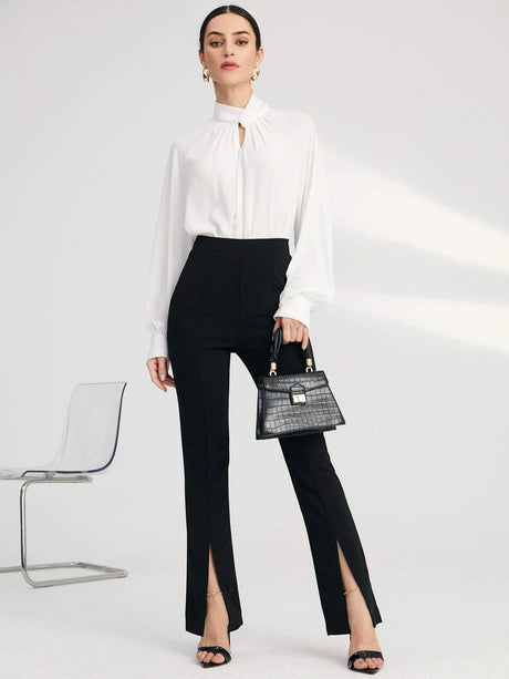 Buy SHEIN BIZwear Solid Split Hem Pants in Pakistan