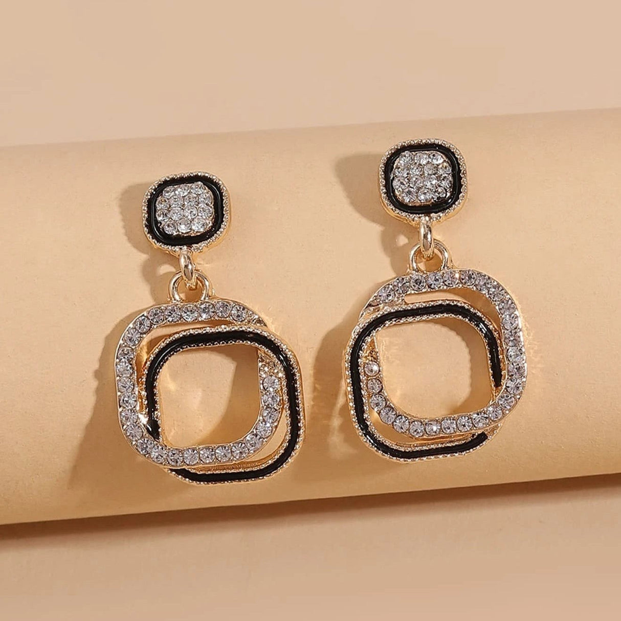 Buy Shein Rhinestone Decor Geometric Earrings - Yellow Gold in Pakistan